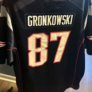 NFL Patriots Navy Jersey with Silver Trim